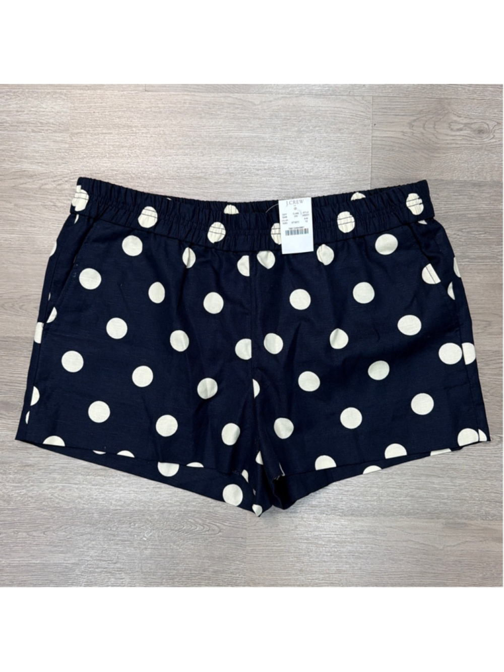 NWT J Crew Blue with White Polka Dots Pull On Shorts Sz 12!